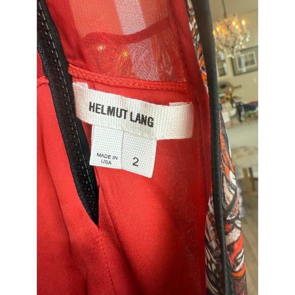 Helmut Lang Red Mandala Print Silk Dress Asymmetrical Wrap Sleeveless size 2 - Picture 8 of 12